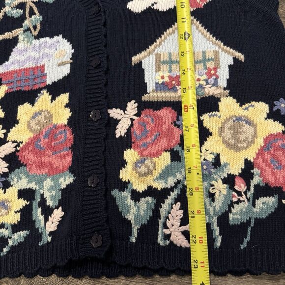 Vintage 90s Sweater Vest Northern Reflections size M Floral Bird embroidered - Picture 4 of 7